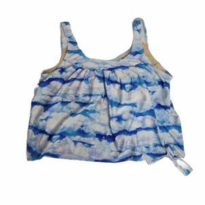 Y2K/90s VINTAGE cloud print top side tie bikini tankini plus size 2X‎